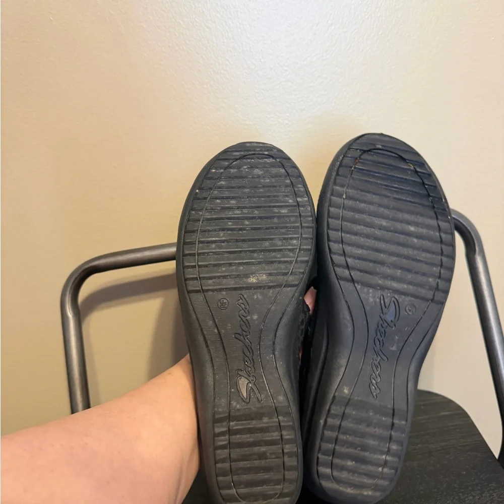 Skechers Woven Mary Jane Flats Black Stretch Comfort Shoes Women’s 7.5